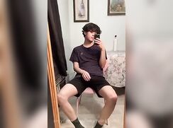 Axel shows cock and jerking