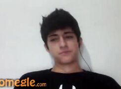 Handsome brunette jerks on cam