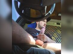 Redneck jerks his big cock and cums