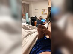 Shooting his load behind his roommate