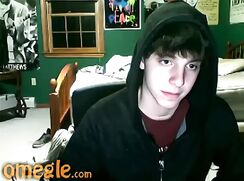 Omegle Laid Back Guy wearing a hoodie wanks and cums - AI Enhanced
