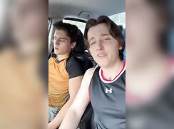 Three American twinks in car