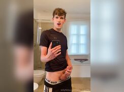 cute hung twink covers the bathroom floor in cum gay porn tube