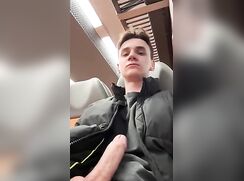 Adrian shows his big-cock in train