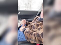 Freshman guy jerks off in older friends car before class no cum