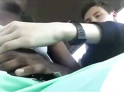 sucking straight migrant in a car