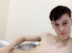 Gorgeous twink having fun in dorm