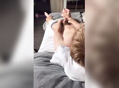 Blond Twink Jerks His Uncut Cock Till He Sprays boys porn