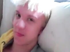 ABX#00085 - Blond boy wanking on the couch