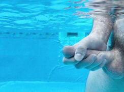 Lil bro cumming underwater in the pool during our vacation