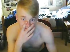 Cute blond gay webcam twink cums