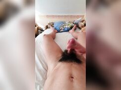 Moaning boy cums