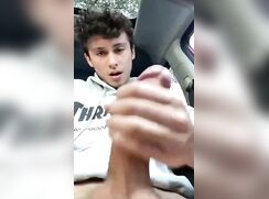 Zac- twink masturbate in his car and cum