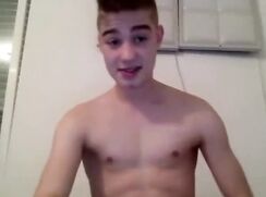 Cute smile uncut webcam boy strips wanks and cums