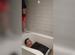 Tied up to be pissed on