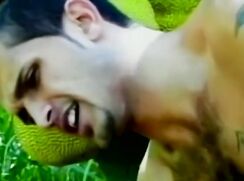 Tattooed Latino Muscle hunks suck and fuck outside