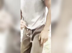 Buff Asian beauty cums in room