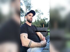 Public park bench ejaculation