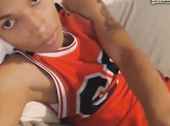Sexy And Smooth Latin Boy Jerks On His Bed