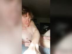 cute curly baited his two hand cock off