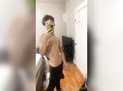 cute fit curlybig cock guy cumming mirror jo