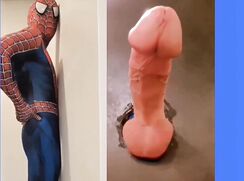 Spiderman's Big Cock and Big Cumshots Encounter a Glory Hole