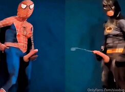 Spiderman and Batman Compare Big Cocks and Big Cumshots