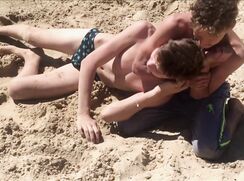 Beach Wrestling Dudes in undy