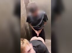 DUDE GETTING FUCKED RAW IN RESTROOM STALL