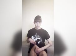 Hung lad brad plays with his uncut cock