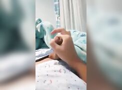 asian teen jerk off and cum in bed