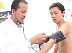doctor examines student
