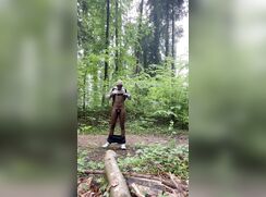 Black teen jerking and fingering in public