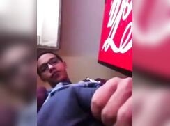 Cute Light skin boy jerks his long sexy dick in hotel and bathroom