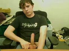 College Guy with wet hair wanks and cums - AI Enhanced