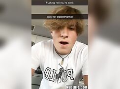 Baited snapchat teen shows off his cock and cums