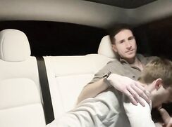 Lil bro sucks big bro's cock in his car