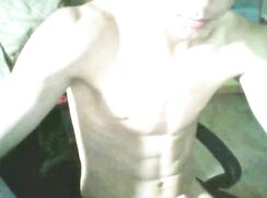 Toned teen strokes