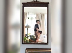 Hottie gets bj from friend. Cums down his throat