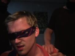 Frat pledge blindfolded and drilled