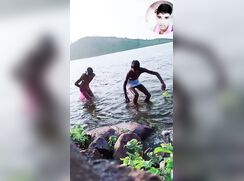 bathing in the river