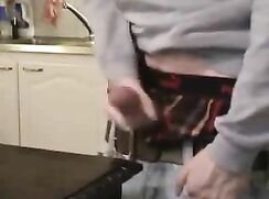 cumming in the kitchen