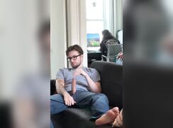 Dude Jerks & Cums with Roommate Behind Him 250