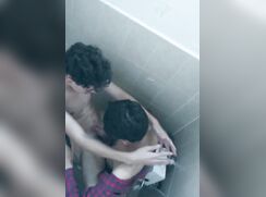 Guys couple cuddling public toilets gay porn