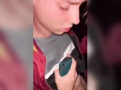 Drunk blond twink gets blowjob in nightclub