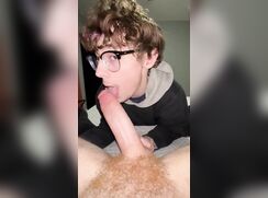 Glasses Geek Sucks On Big Ginger Cock boys porn