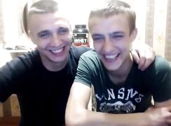 Vintage brothers on web-cam