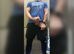 JockDad87 Jerks Another Load in the Outdoor Supply Closet Between Classes