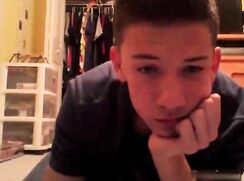 Cute boy alone in home jerking off