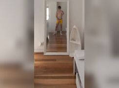 cute fit guy selfie mirror talks wanking hot off